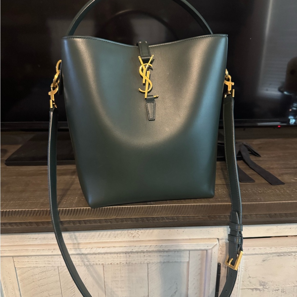 Yves Saint Laurent Forest Green Leather Shoulder Bag